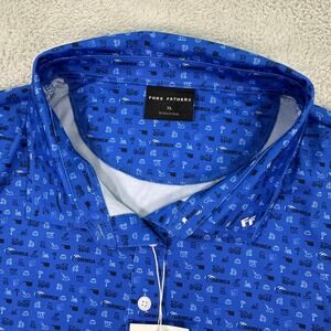 NEW FORE FATHERS Golf Polo Shirt Mens XL Blue ORMCA Construction Print Casual